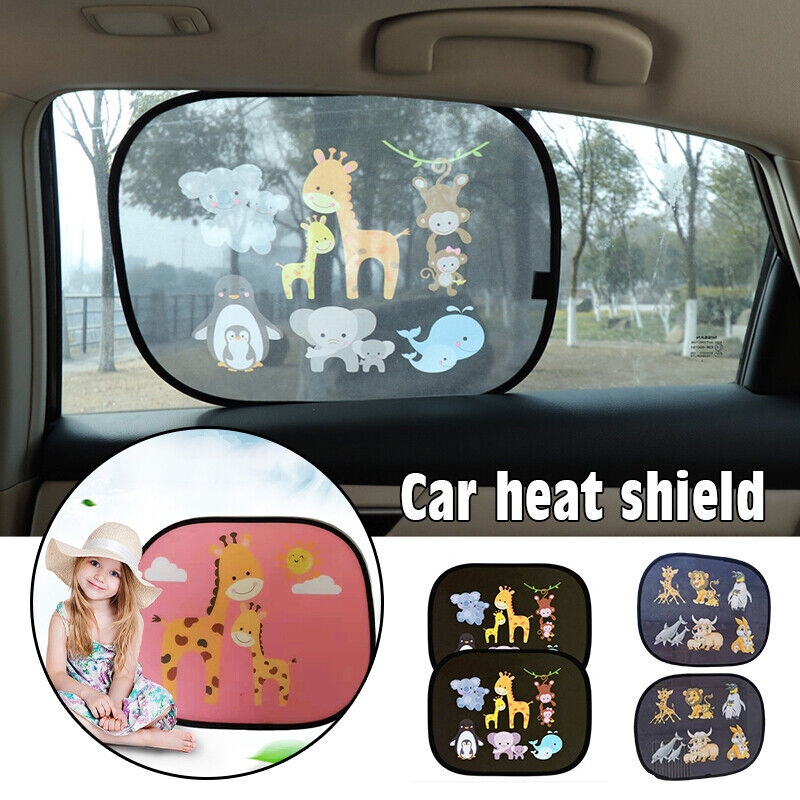 2pcs Car Window Sun Shades Cover Side & Rear Car Window Mesh Blinds UV Block