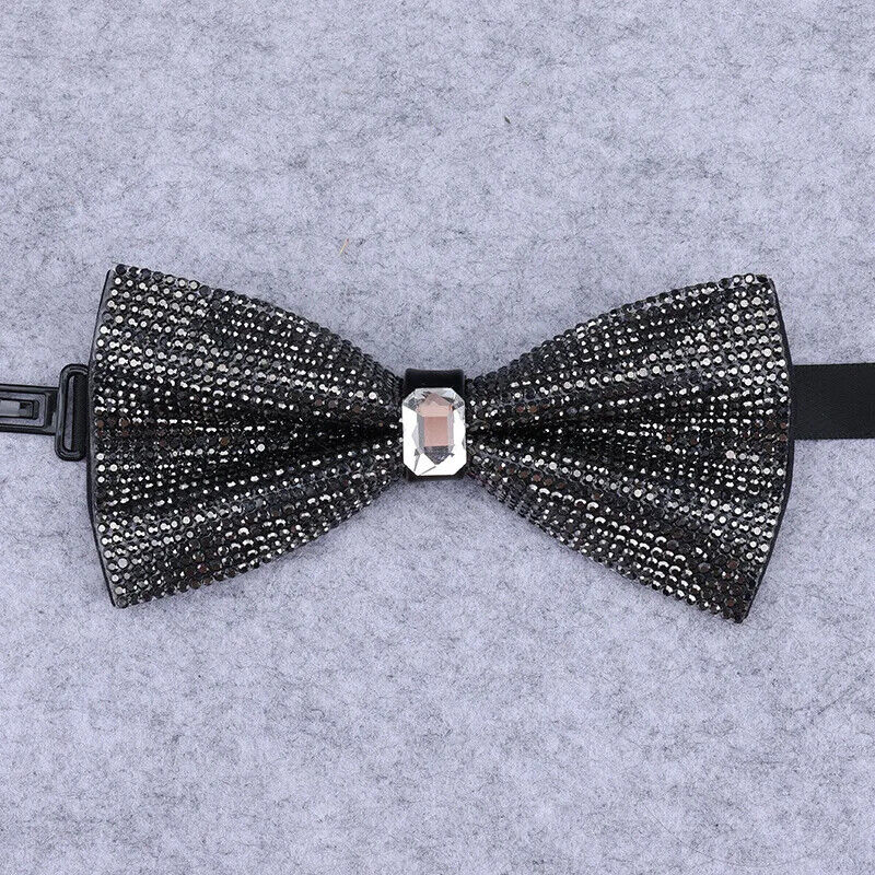Men Rhinestone Bow Tie Shining Crystal Collar Bowtie Luxury Wedding Banquet Knot