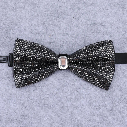 Men Rhinestone Bow Tie Shining Crystal Collar Bowtie Luxury Wedding Banquet Knot