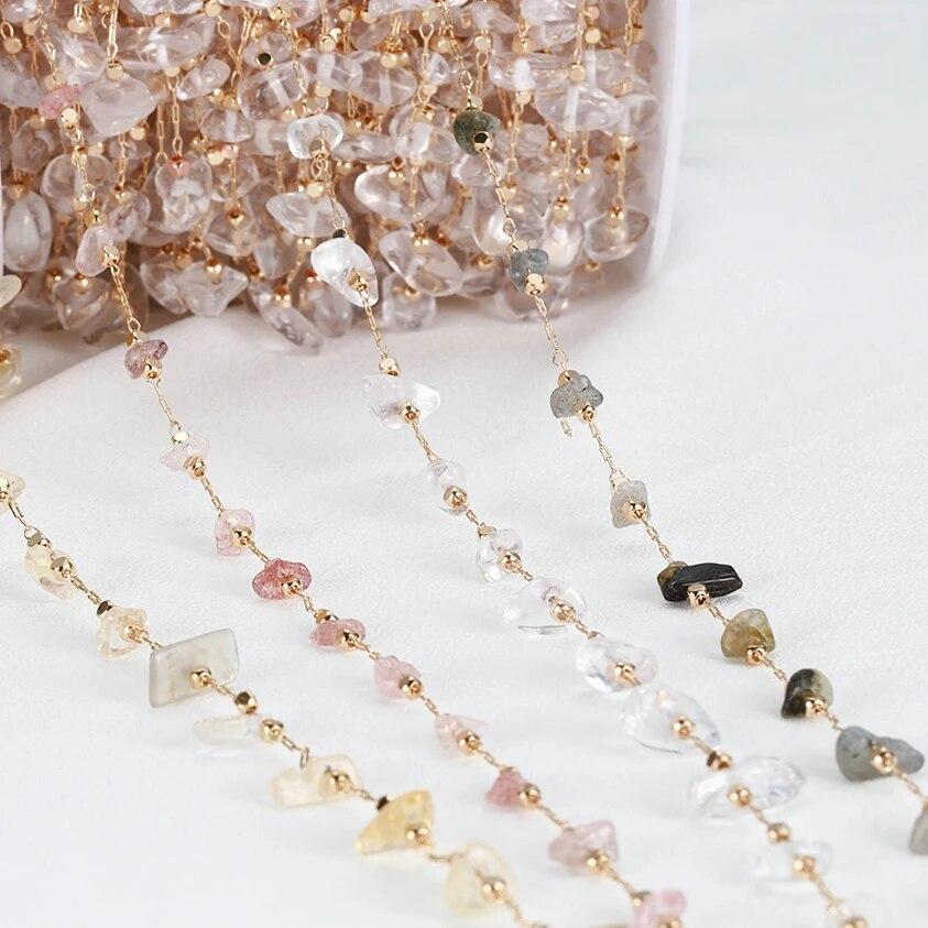 Irregular Glass Stone Beads Chains Necklace Bracelet For DIY Jewelry Making 1m