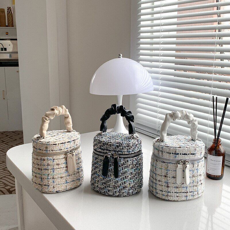Women Bags Patchwork Tweed Print Mini Handbag Commute Crossbody Shoulder Packs
