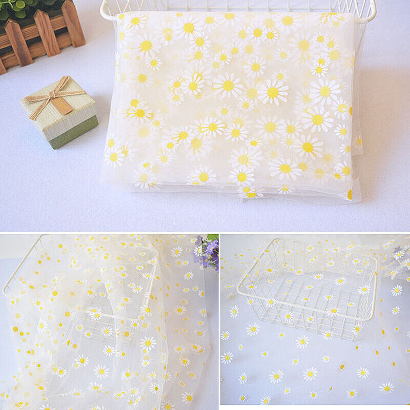 Floral Daisy Gauze Mesh Fabric Transparent Chiffon DIY Sweet Dress Blouse Bags