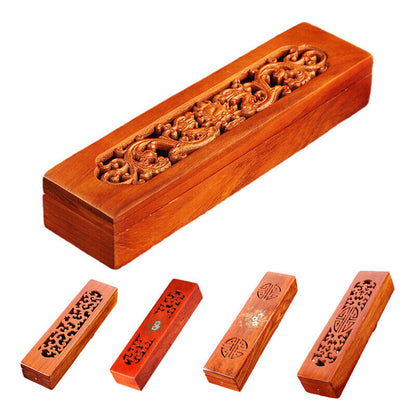 Wooden Stick Incense Burner Hollowed Box Holder Case for Yoga Spa Tea Ceremony