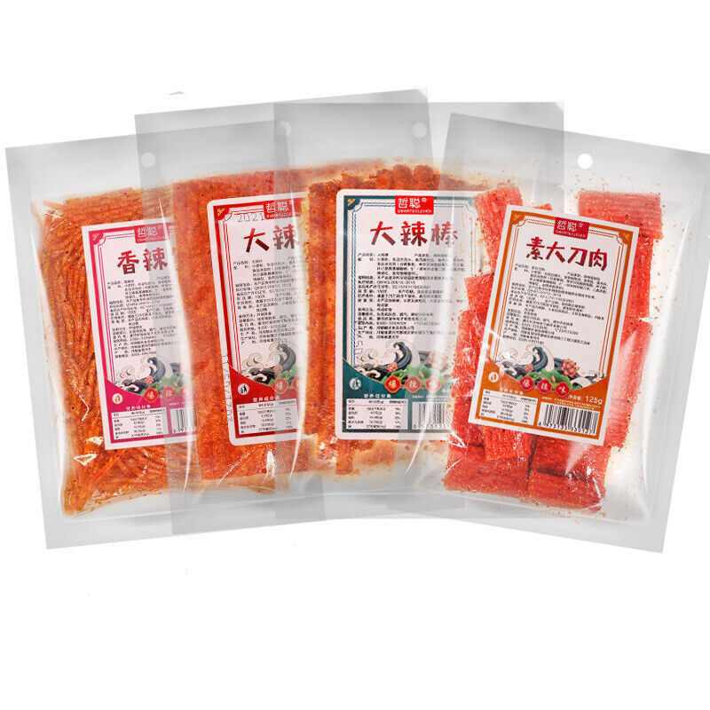 125g*4bag 辣条香辣丝大辣棒大刀肉大辣片Spicy Strip Latiao Snack Chinese Snacks Are Delicious