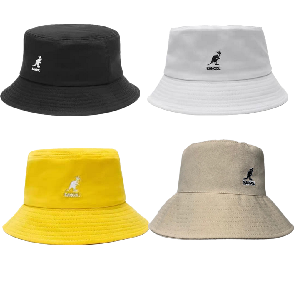 New Casual Kangol Washed Bucket Hat Men Women Cotton Flat Top Hats Headwear
