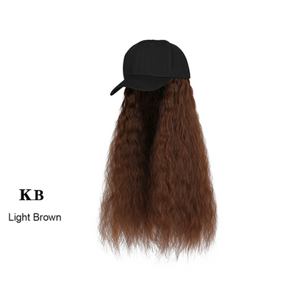 Baseball Cap Wig Kinky Straight Hat Synthetic Hair Wigs Natural Adjustable Hat