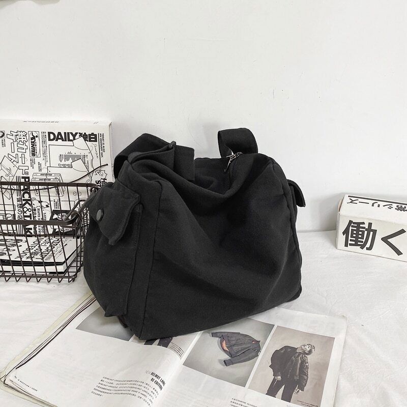 Portable Packages Black Nylon Shoulder Bags South Korean Style Travle Bags