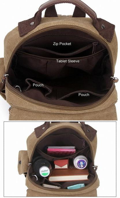Unisex Canvas Convertible Small Backpack Rucksack Chest Pack Sling Bag Traavel