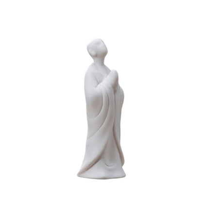 Mini White Ceramic Buddha Statue Meditating Monk Statue Ornaments Home Decor 1x