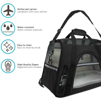 Pet Dog /Small Cat Carrier Soft Sided Comfort Bag Travel Case Airline Approved