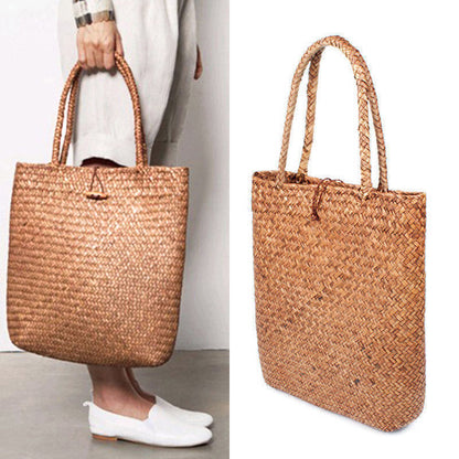 Womens Lady Beach Bag Straw Large Woven Handbag Casual Flower Tote Shopper Bag