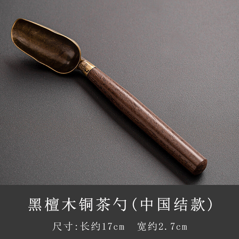 Sandalwood Copper Tea Spoon Tea Set Accessories Alloy Shovel Head Tea Collector