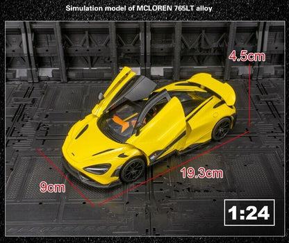 1:24 McLaren 765LT Diecast Model Car Collection Toy Vehicles Sounds Lights Gifts