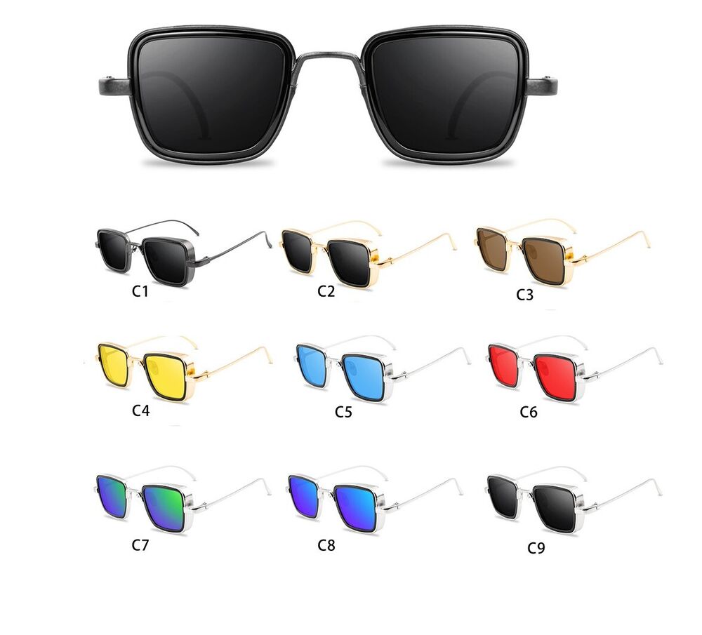 Vintage Steampunk Sunglasses Men Retro Metal Square Eyewear Trendy Fashion Shade