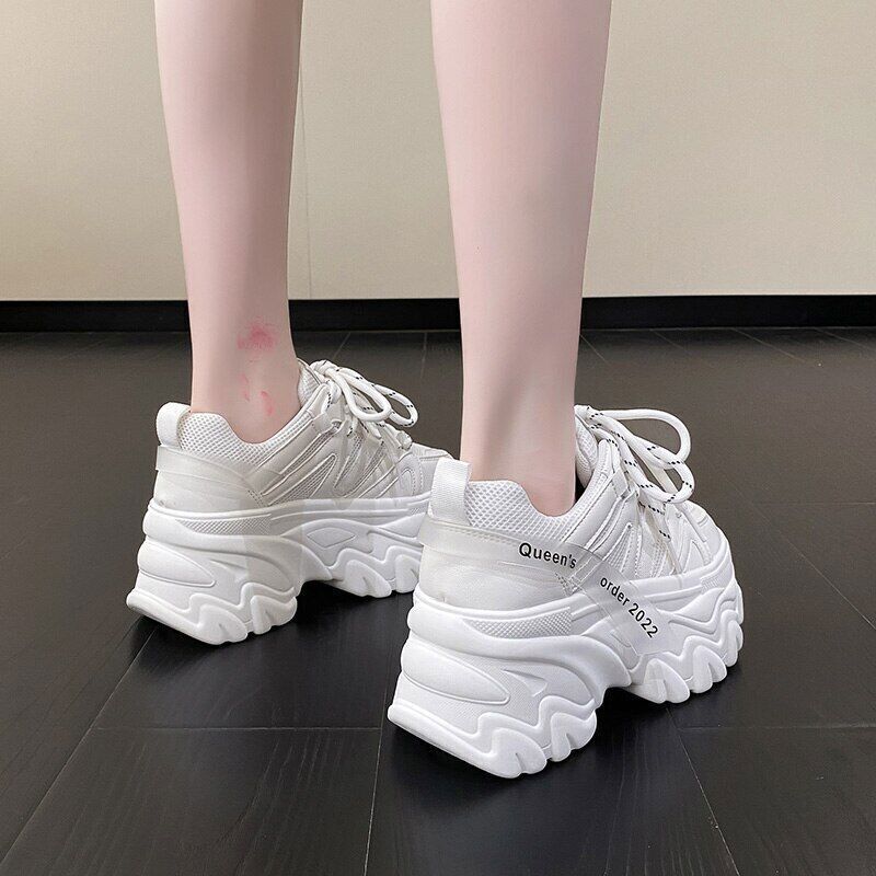 Women's Pink Sneakers Sports Shoes Woman Lace Up Thick Sole Shoes 2023