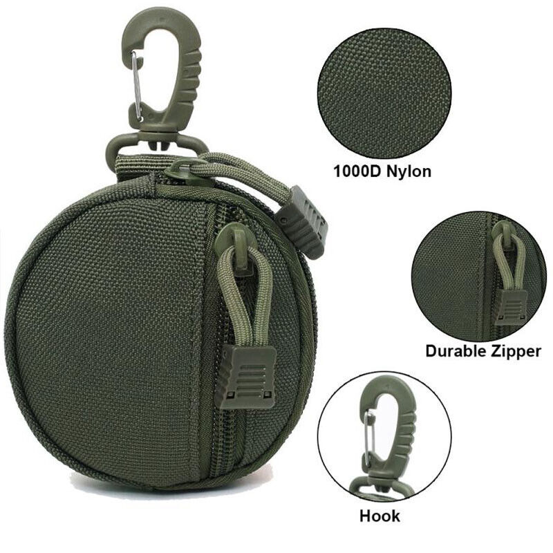 Outdoor Coins Purse Keychain Bag Pouch Tactical Round Wallet Portable Mini Bag