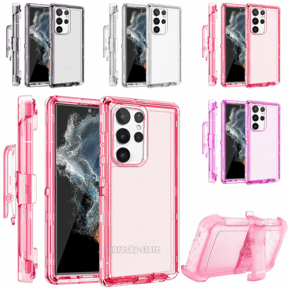 Luxury Clear Case Kickstand Clip Stand Holster Cover For Galaxy S22 5G/ Ultra/ +