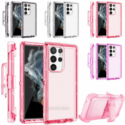 Luxury Clear Case Kickstand Clip Stand Holster Cover For Galaxy S22 5G/ Ultra/ +