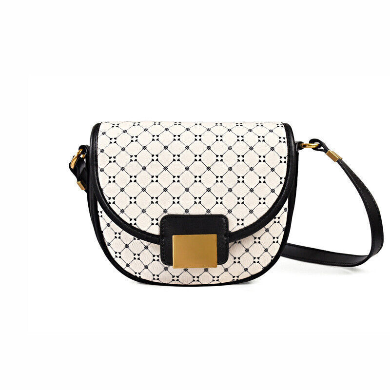 Geometric Printing Saddle Bag Women PU Leather Shoulder Bags Handbags Girl