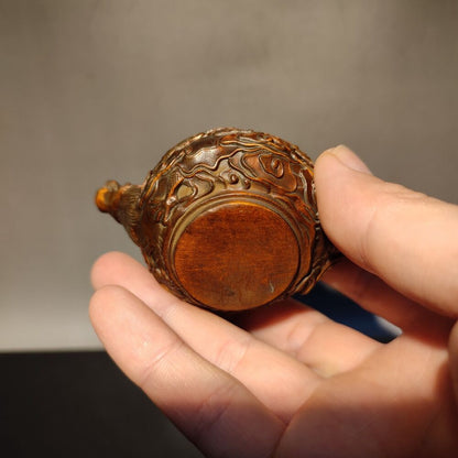 Chinese vintage Boxwood Carved dragon statue Teapot hobbies interests mahjong