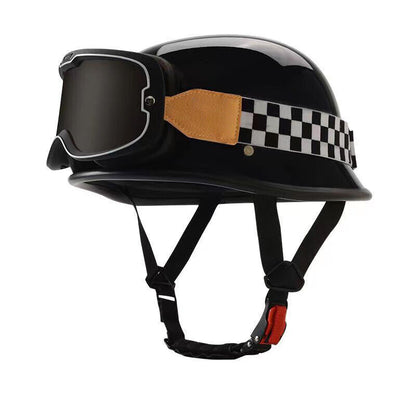 Men Women German Motorcycle Half Helmet Vintage Motorcycle Helmet with Goggles
