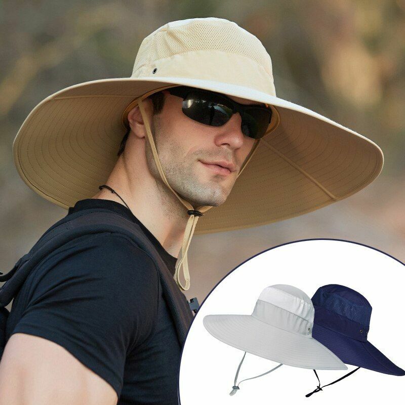 15CM Big Wide Hat Fisherman Solid Waterproof Sunshade Fishing Cap Sport Hiking