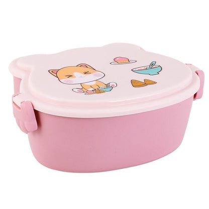 School Kids Lunch Box 2 Tier Leakproof Plastic Cartoon Bento Food Container