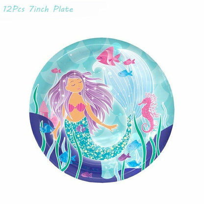 57Pcs/Set Mermaid Party Supplies Kit Baby Shower Under the Sea Theme Decorations