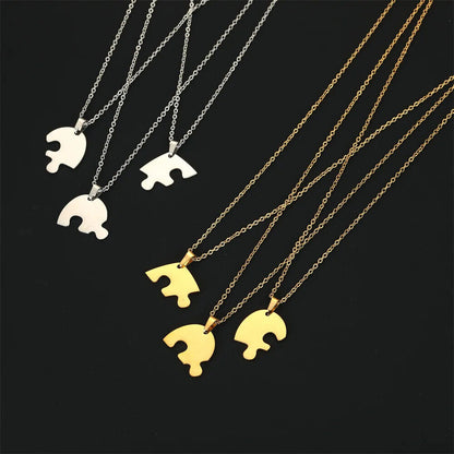Women Necklace Stainless Steel Multiple Heart Puzzle Pendant Best Friend Jewelry