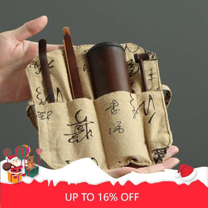 Natural Bamboo Tea Ceremony Accessories With Cloth Bag|Tea Accessories