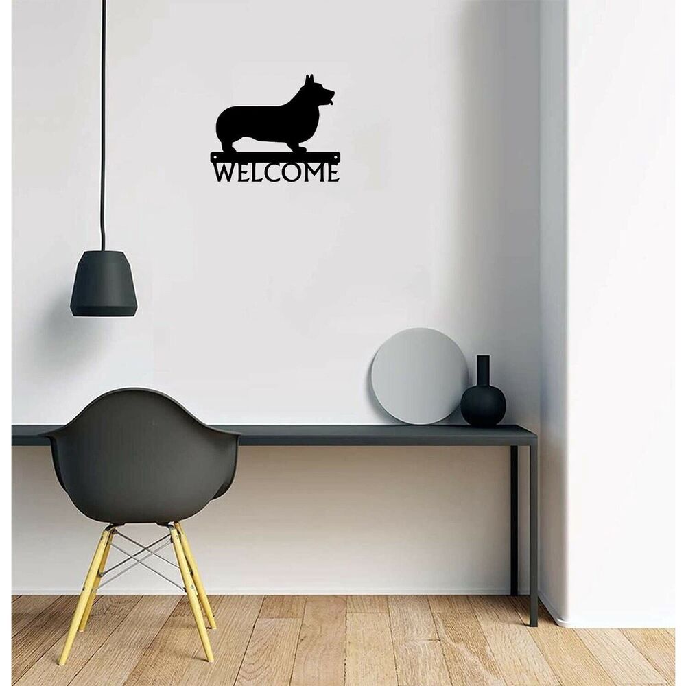 Welsh Corgi Dog Welcome Sign Ornaments Wall Stickers Shape Decoration Artwork