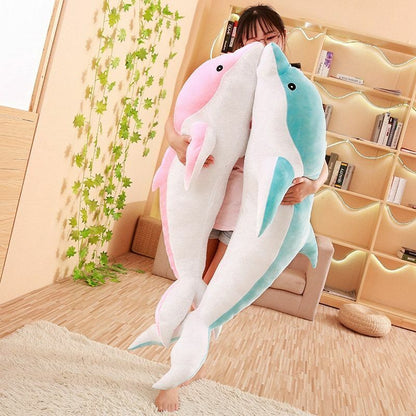 Large Plush Dolphin Stuffed Toys 30~120cm Sea Animal Soft Baby Sleeping Pillows