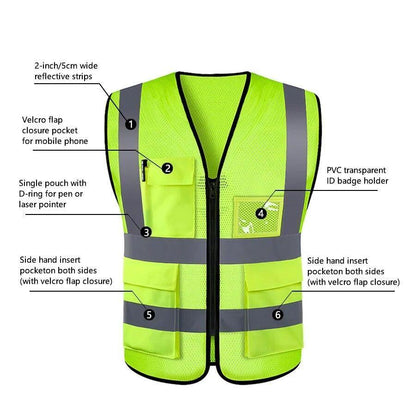 Safety Vest Reflective with Tool Pockets Construction Hi Vis Work Uniform