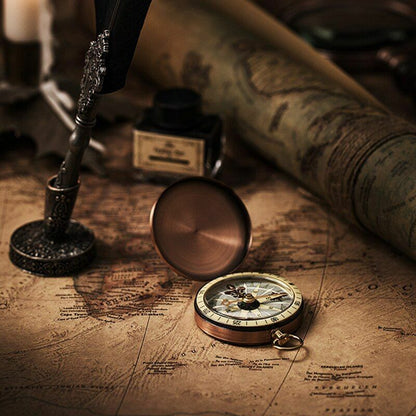 Pocket Compass Retro Copper Retro Flip Covers Watch Marine Survival Tool 71x50mm