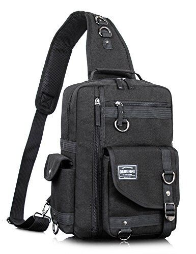 Leaper Messenger Bag Outdoor Cross Body Sling Shoulder Large, Black