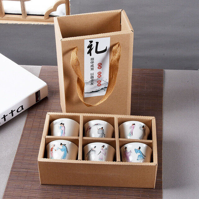 6Pcs Hand Painted Ceramic Kung Fu Tea Set Bowl Chinese Porcelain Creative Gifts