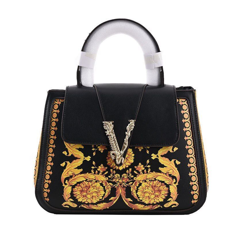 Synthetic Crossbody Bag Handbag Shoulder Purse 23*27*13 CM Shell Black/Golden