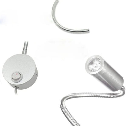 LED Reading Lights AC100-240V Silver Aluminum Gooseneck Bed Headboard Desk Lamps