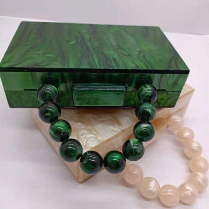 2022 New Fashion Pearl Acrylic Day Box Bags Women Bead Beach Girl Lady Handbag