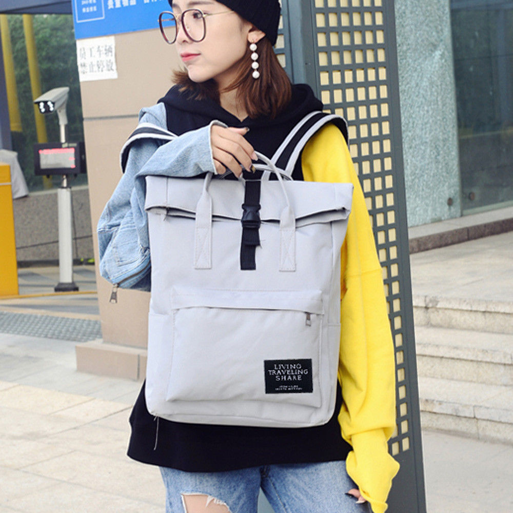 Women's Ladies Casual Nylon Zipper Hasp Handbag School Bag Travel Backpack Bag
