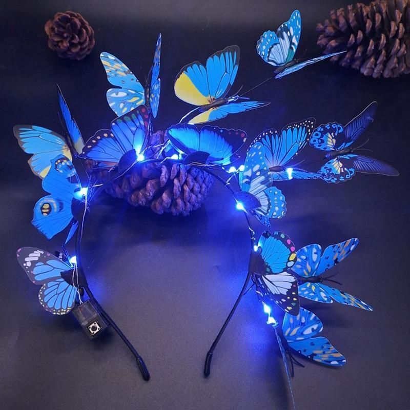 Headband 3 Light Modes LED Glow Butterfly Flower Branch Party Costumes Headdress