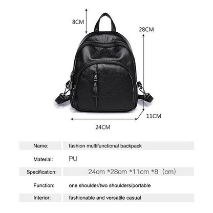 Soft PU Leather Backpack Women Vintage Shoulder Bag Ladies Mini Travel Backpack