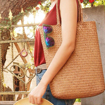 Womens Lady Beach Bag Straw Large Woven Handbag Casual Flower Tote Shopper Bag