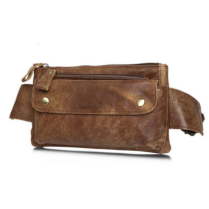 Genuine Leather Waist Packs Vintage Fanny Pack Money Belt Bag Phone Pouch Men