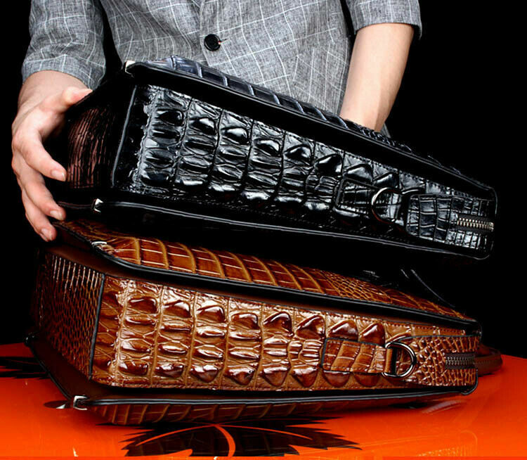 100% Real Thai Alligator Skin Men's Luxury Business Briefcase Handbag Large Bags