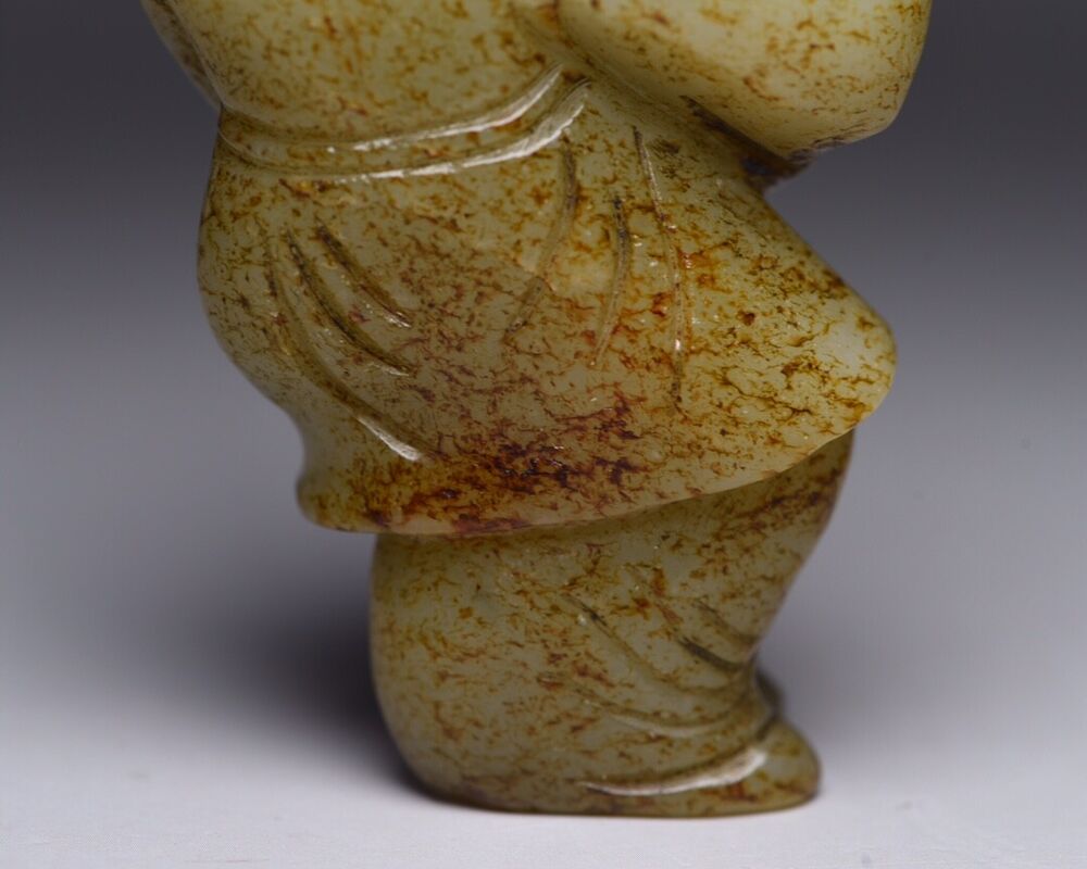 Collections Chinese Hetian Jade Hand Carving Children Statue Decor Nice Figurine