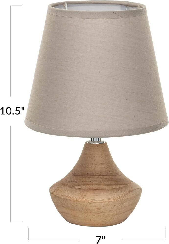 Eucalyptus Wood Table Lamp with Linen Shade Natural Home Decoration Desk Gift