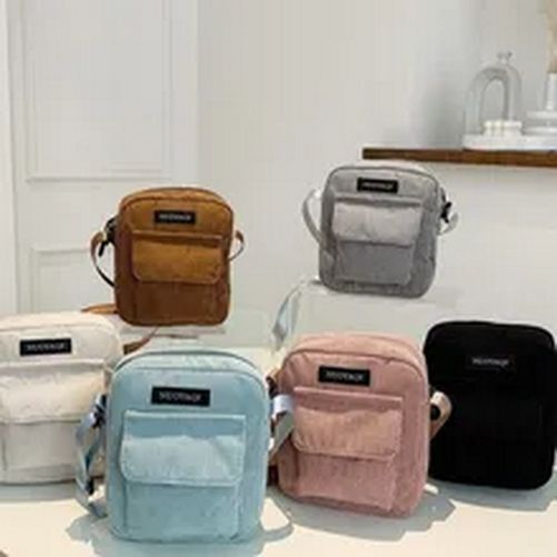 Corduroy Shoulder Bags Striped Cloth Fabric Handbags Tote Canvas Crossbody Bag