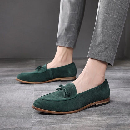 Men Gentlemen Loafers Faux Suede Low Heel Business Wedding Party Dress Shoes