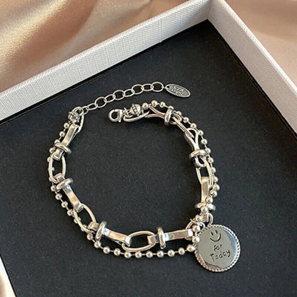 Vintage Creative Retro Punk Geometry 925 Sterling Silver Chain Women Bracelet